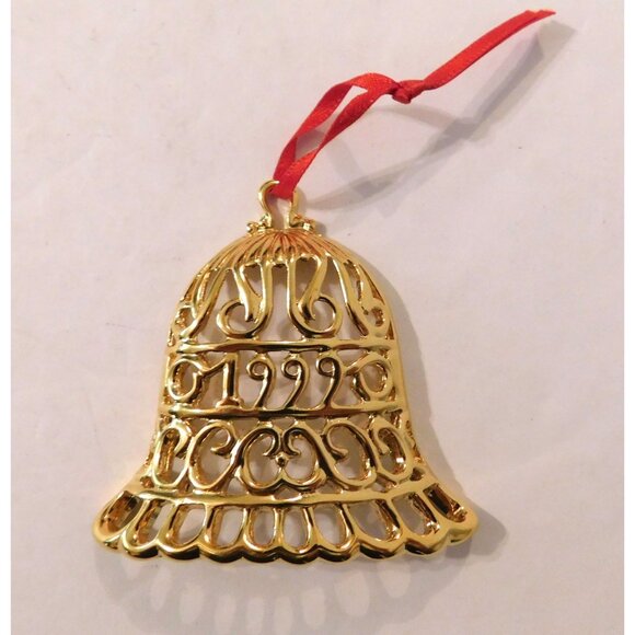 Premier Designs Other - Premier Designs Bell Christmas Ornament Dated 1999 Filigree Gold Plated